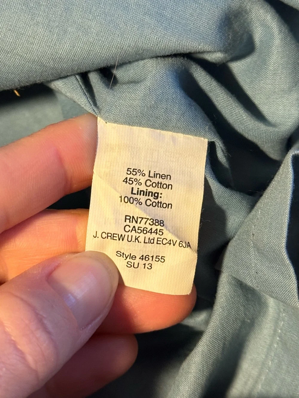 SALE J Crew Carrie Dress linen cotton blend blue Hawaiian print Size 4
